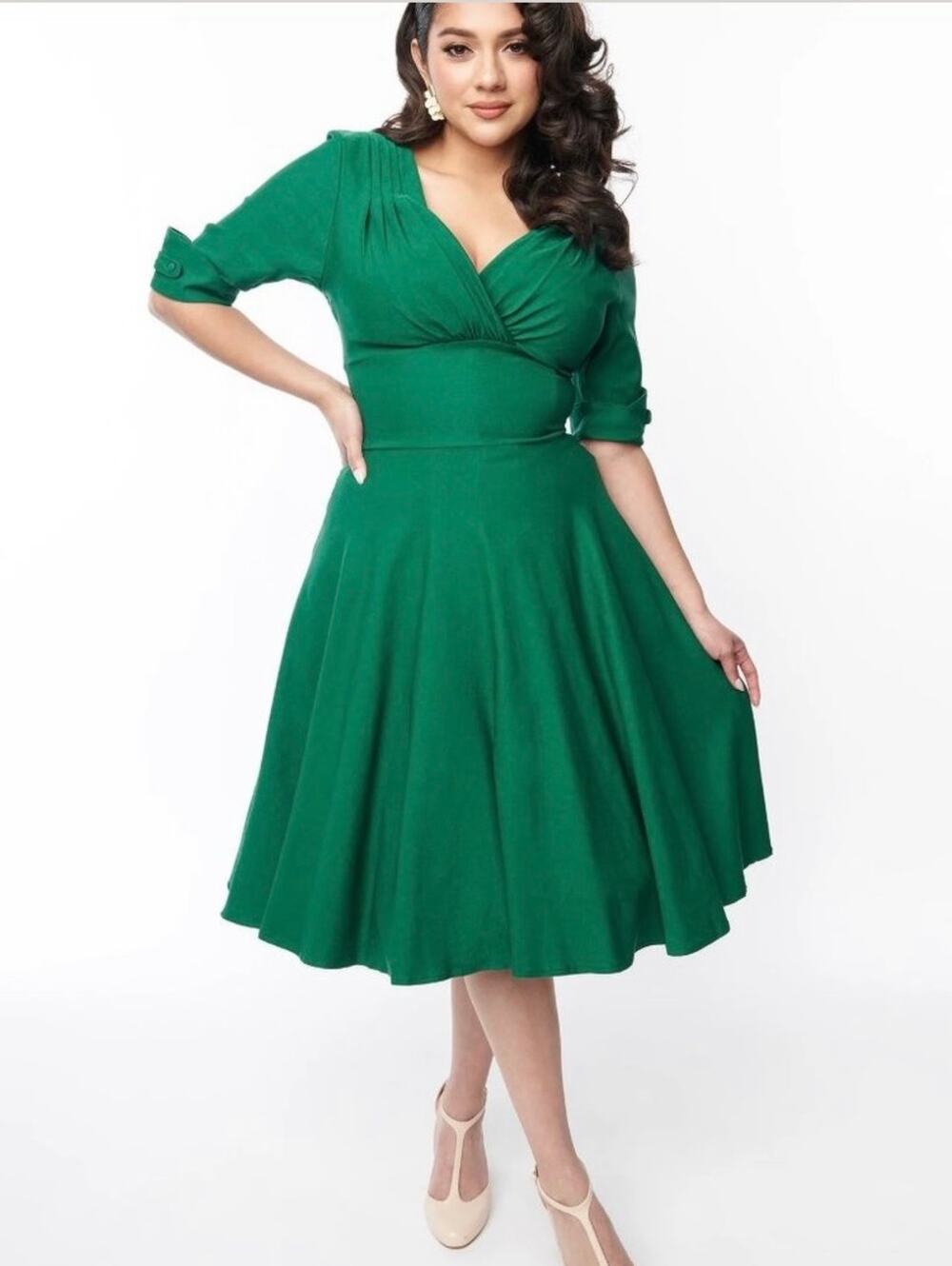 Unique Vintage Emerald Green Delores Swing Dress 2X 18 NWT